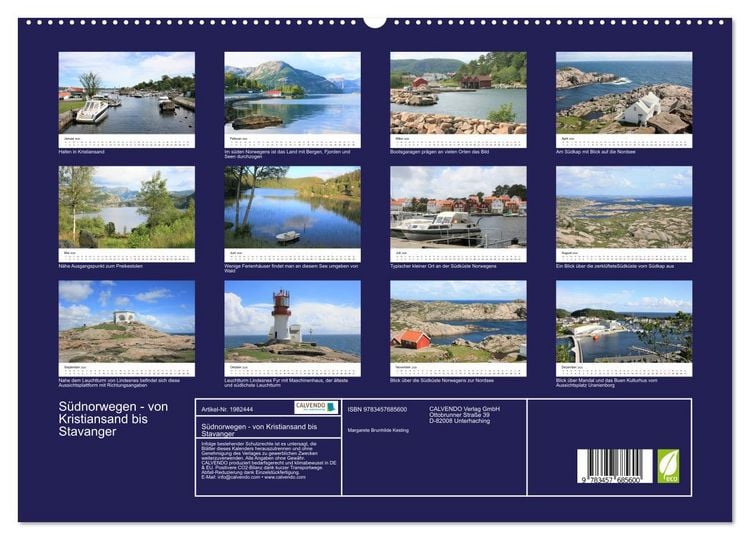 Produktbild: S&uuml;dnorwegen - von Kristiansand bis Stavanger (hochwertiger Premium Wandkalender 2026 DIN A2 quer), Kunstdruck in Hochglanz