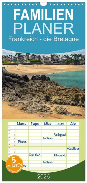 Produktbild: Familienplaner 2026 - Frankreich - die Bretagne mit 5 Spalten (Wandkalender, 21 x 45 cm) CALVENDO