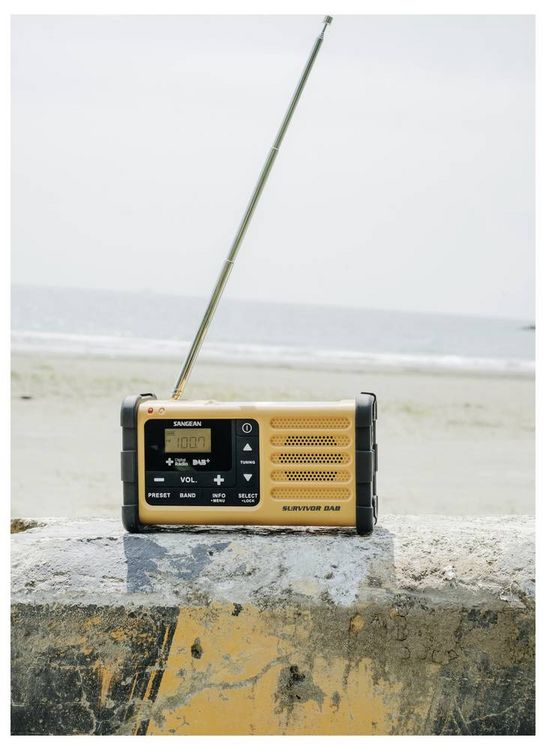 Produktbild: Sangean MMR-88 DAB+ Outdoorradio DAB+, UKW Notfallradio Akku-Ladefunktion, Taschenlampe, Solarpanel, Handkurbel Schwarz, Gelb