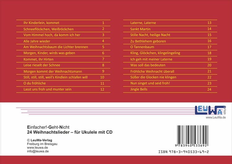 Produktbild: Einfacher!-Geht-Nicht: 24 Weihnachtslieder f&uuml;r die Ukulele mit CD