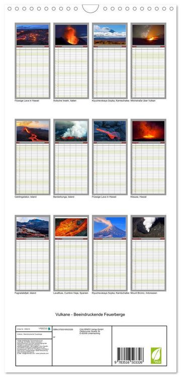 Produktbild: Familienplaner 2026 - Vulkane - Beeindruckende Feuerberge mit 5 Spalten (Wandkalender, 21 x 45 cm) CALVENDO