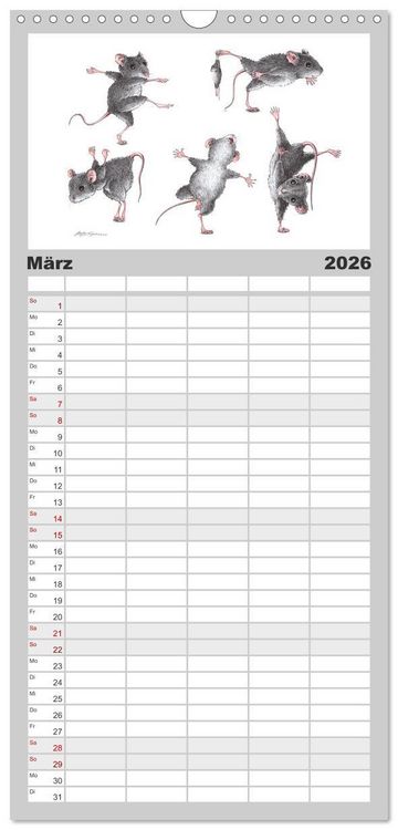 Produktbild: Familienplaner 2026 - TIERONISCH mit 5 Spalten (Wandkalender, 21 x 45 cm) CALVENDO