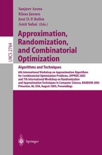 Produktbild: Approximation, Randomization, and Combinatorial Optimization. Algorithms and Techniques