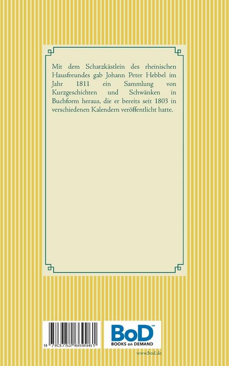Produktbild: Schatzk&auml;stlein des rheinischen Hausfreundes