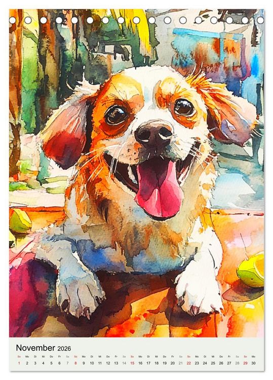 Produktbild: Bezaubernde Hunde. Unsere Freunde im lieblichen Aquarell-Stil (Tischkalender 2026 DIN A5 hoch), CALVENDO Monatskalender