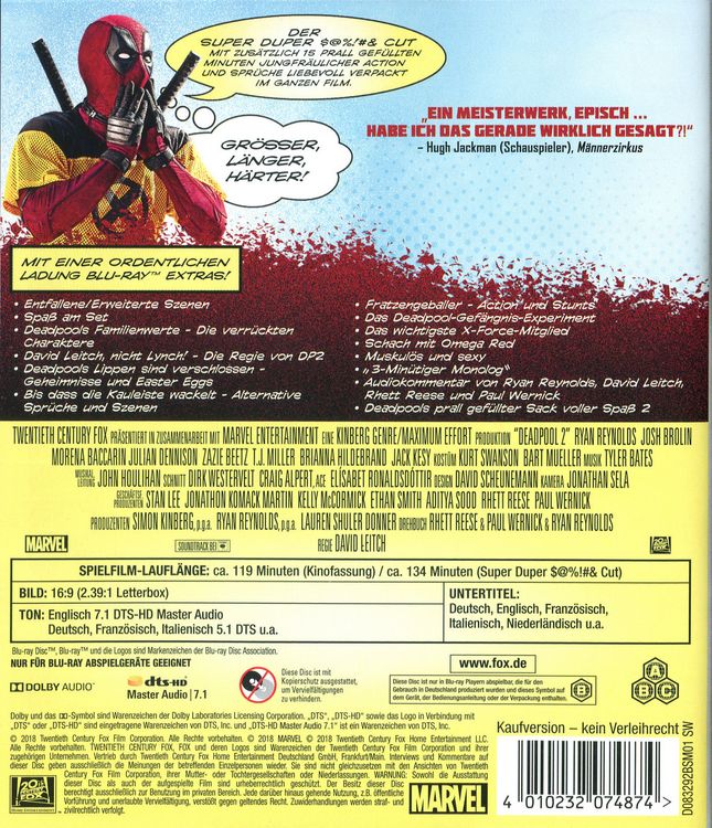 Produktbild: Deadpool 2 (2 BRs)
