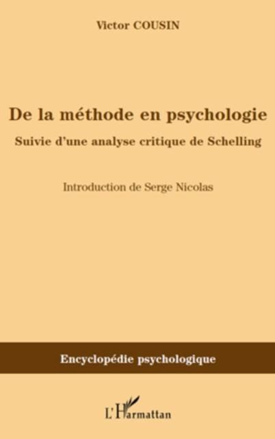 Produktbild: De la methode en psychologie - suivie d'une analyse critique