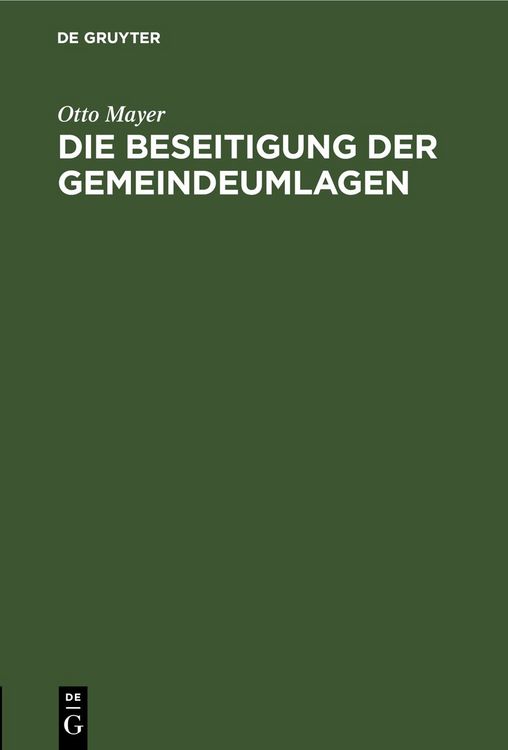 Produktbild: Die Beseitigung der Gemeindeumlagen