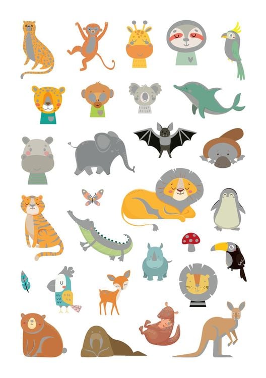 Produktbild: Metallic-Sticker &ndash; Wilde Tiere