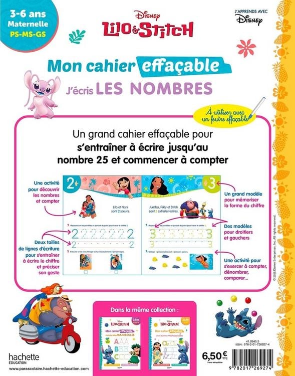 Produktbild: Lilo & Stitch : mon cahier effa&ccedil;able : j'&eacute;cris les nombres