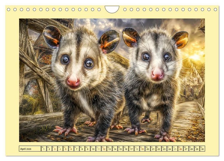Produktbild: Sanfte Beutelratten. Opossums im stillen Rhythmus der Natur (Wandkalender 2026 DIN A4 quer), CALVENDO Monatskalender