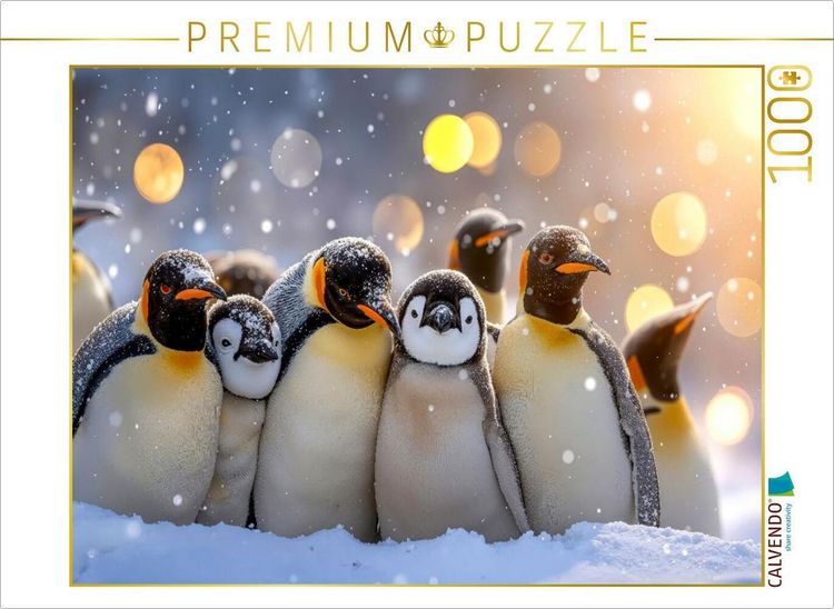 Produktbild: CALVENDO Puzzle Br&uuml;tende Kaiserpinguine, eng aneinandergeschmiegt im antarktischen Schnee | 1000 Teile Lege-Gr&ouml;&szlig;e 64x48cm Foto-Puzzle f&uuml;r gl&uuml;ckliche Stunden