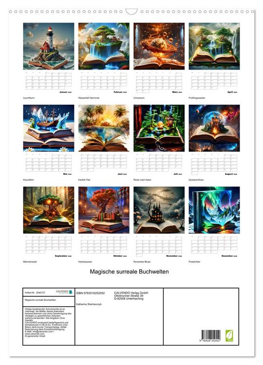 Produktbild: Magische surreale Buchwelten (Wandkalender 2026 DIN A2 hoch), CALVENDO Monatskalender