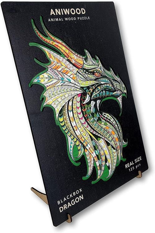 Produktbild: Aniwood J2310M - Animal Wood Puzzle, Blackbox Dragon M, Drache, Holz-Puzzle 125 Teile