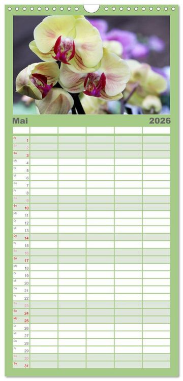 Produktbild: Familienplaner 2026 - Pr&auml;chtige Orchideen mit 5 Spalten (Wandkalender, 21 x 45 cm) CALVENDO