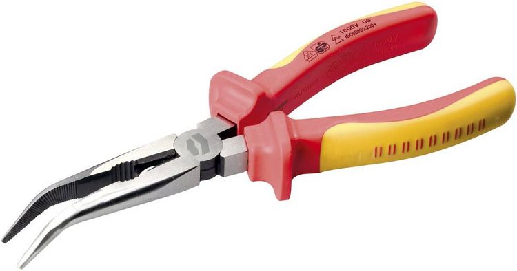 Produktbild: TOOLCRAFT TO-6796773 VDE Telefonzange 40&deg; gebogen Chrom-Vanadium Stahl 200mm
