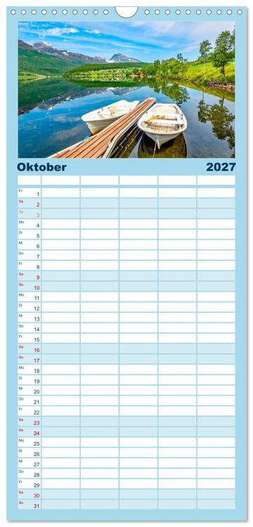 Produktbild: Familienplaner 2027 - K&ouml;nigsroute Norwegens mit 5 Spalten (Wandkalender, 21 x 45 cm) CALVENDO