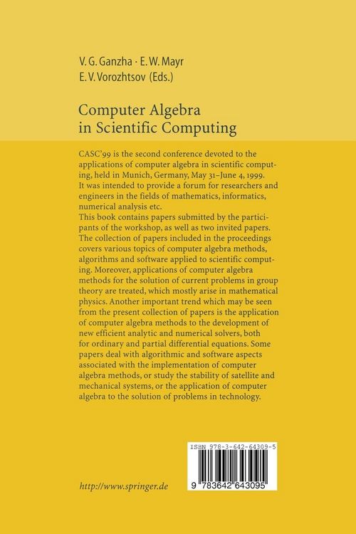 Produktbild: Computer Algebra in Scientific Computing CASC&rsquo;99