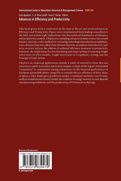 Produktbild: Advances in Efficiency and Productivity