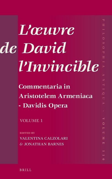 Produktbild: L'oeuvre de David l'Invincible et la transmission de la pens&eacute;e grecque dans la tradition arm&eacute;nienne et syriaque