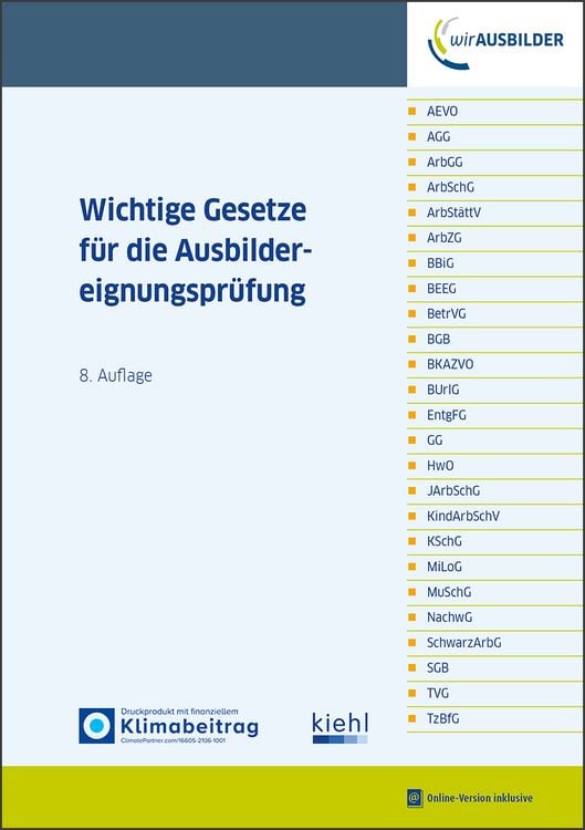 Produktbild: Wichtige Gesetze f&uuml;r die Ausbildereignungspr&uuml;fung