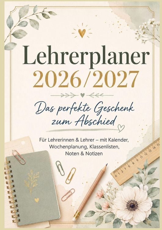 Produktbild: Lehrerplaner 2026/2027: Das perfekte Geschenk zum Abschied F&uuml;r Lehrerinnen & Lehrer - mit Kalender, Wochenplanung, Klassenlisten, Noten & Notizen