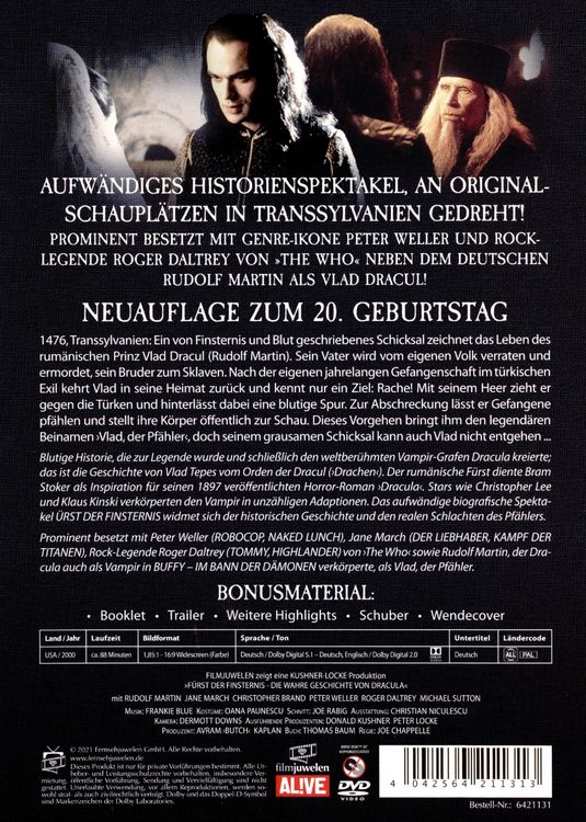 Produktbild: F&uuml;rst der Finsternis - Die wahre Geschichte von Dracula (Filmjuwelen / Neuauflage)