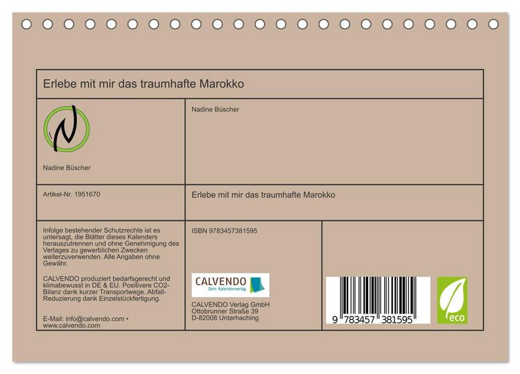 Produktbild: Erlebe mit mir das traumhafte Marokko (Tischkalender 2026 DIN A5 quer), CALVENDO Monatskalender