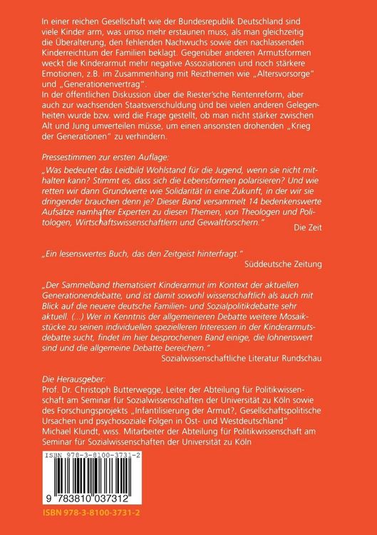Produktbild: Kinderarmut und Generationengerechtigkeit