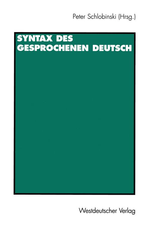 Produktbild: Syntax des gesprochenen Deutsch