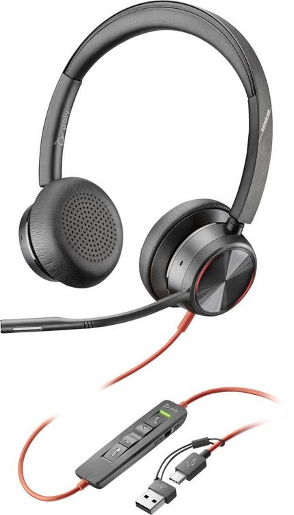 Produktbild: HP Poly Blackwire 8225 On Ear Headset kabelgebunden Stereo Schwarz Noise Cancelling Headset, Lautst&auml;rkeregelung, Mikrofon-Stummschaltung