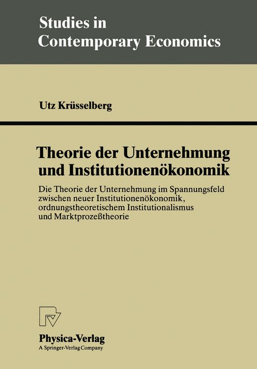Produktbild: Theorie der Unternehmung und Institutionen&ouml;konomik