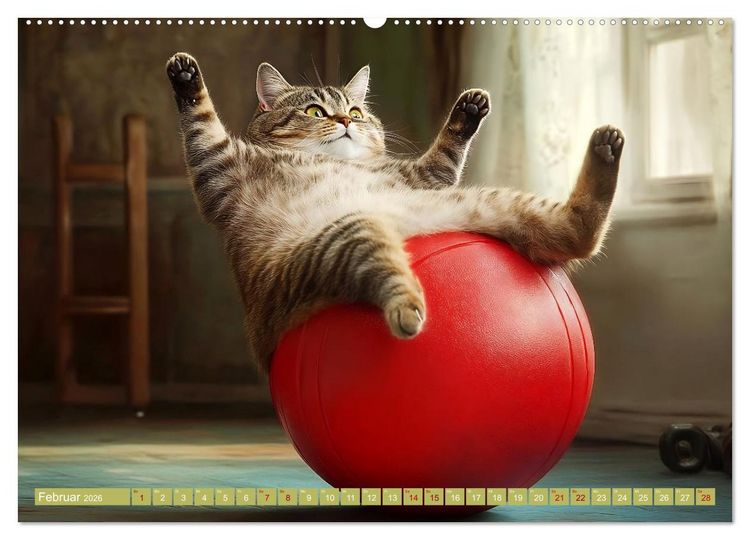Produktbild: Lustige Sportarten f&uuml;r Katzen (Wandkalender 2026 DIN A2 quer), CALVENDO Monatskalender