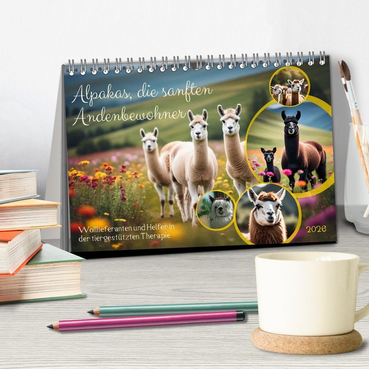 Produktbild: Alpakas, die sanften Andenbewohner (Tischkalender 2026 DIN A5 quer), CALVENDO Monatskalender