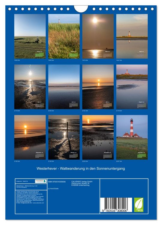 Produktbild: Westerhever - Wattwanderung in den Sonnenuntergang (Wandkalender 2026 DIN A4 hoch), CALVENDO Monatskalender