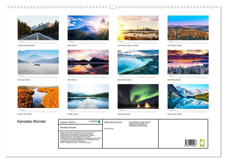 Produktbild: Kanadas Wunder (Wandkalender 2026 DIN A2 quer), CALVENDO Monatskalender