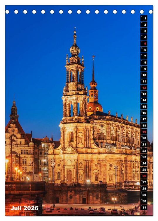 Produktbild: Dresden bei Nacht (Tischkalender 2026 DIN A5 hoch), CALVENDO Monatskalender