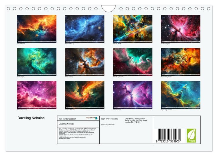 Produktbild: Dazzling Nebulae (Wall Calendar 2026 DIN A4 landscape), CALVENDO 12 Month Wall Calendar