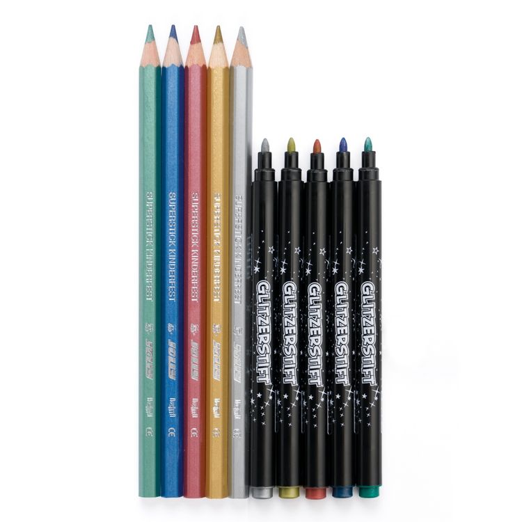 Produktbild: JOLLY Buntstifte Glitzerset Farbstifte und Fasermaler, 10er Set