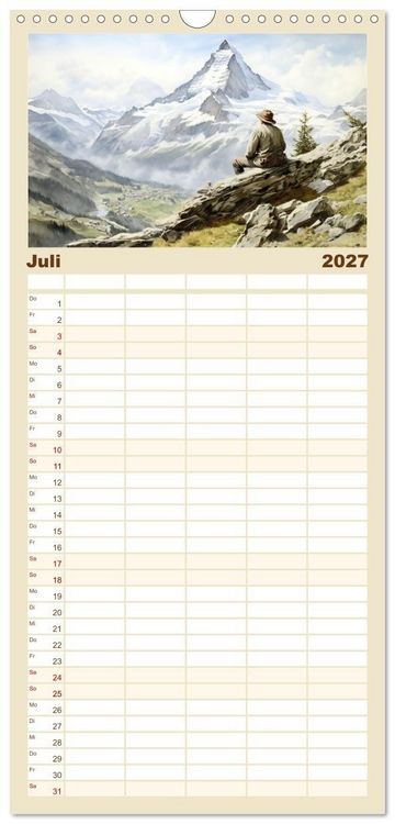 Produktbild: Familienplaner 2027 - Die Magie der Bergwelt mit 5 Spalten (Wandkalender, 21 x 45 cm) CALVENDO