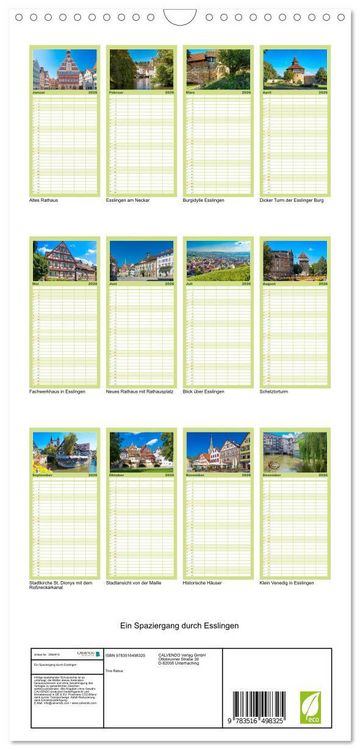 Produktbild: Familienplaner 2026 - Ein Spaziergang durch Esslingen mit 5 Spalten (Wandkalender, 21 x 45 cm) CALVENDO