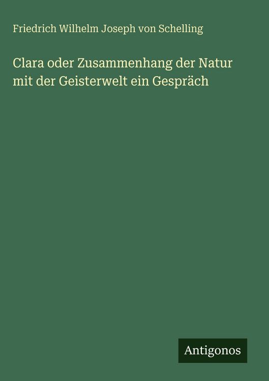 Produktbild: Clara oder Zusammenhang der Natur mit der Geisterwelt ein Gespr&auml;ch