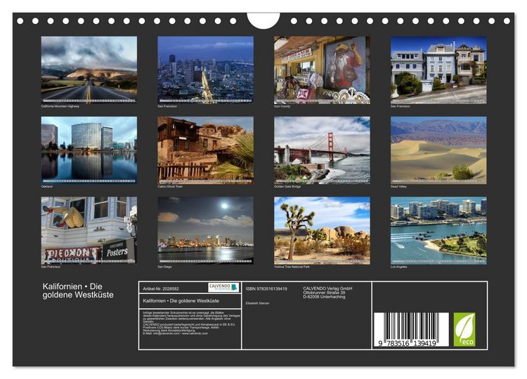 Produktbild: Kalifornien &bull; Die goldene Westk&uuml;ste (Wandkalender 2026 DIN A4 quer), CALVENDO Monatskalender