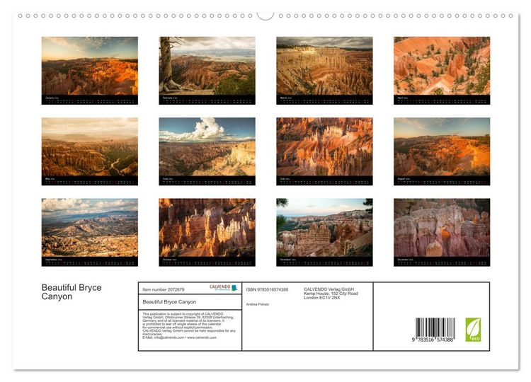 Produktbild: Beautiful Bryce Canyon (High Quality Premium Wall Calendar 2026 DIN A2 landscape),CALVENDO 12 Month Wall Calendar