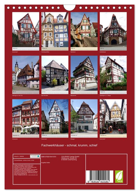 Produktbild: Fachwerkh&auml;user - schmal, krumm, schief (Wandkalender 2026 DIN A4 hoch), CALVENDO Monatskalender