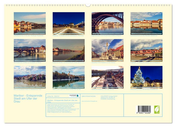 Produktbild: Maribor - Entspannde Stadt am Ufer der Drau (hochwertiger Premium Wandkalender 2026 DIN A2 quer), Kunstdruck in Hochglanz
