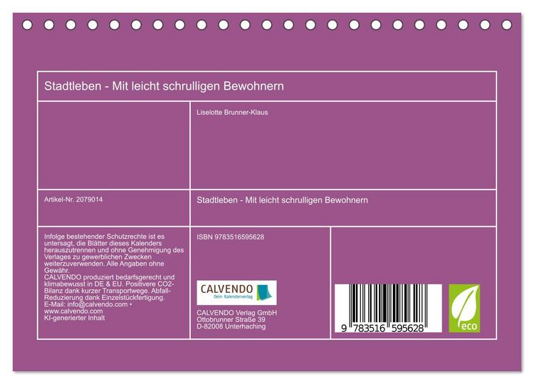 Produktbild: Stadtleben - Mit leicht schrulligen Bewohnern (Tischkalender 2026 DIN A5 quer), CALVENDO Monatskalender