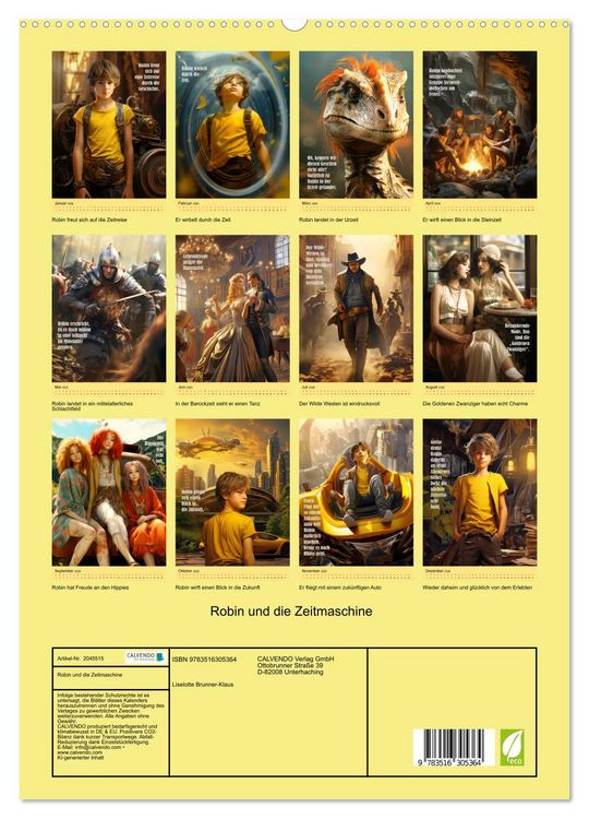 Produktbild: Robin und die Zeitmaschine (hochwertiger Premium Wandkalender 2026 DIN A2 hoch), Kunstdruck in Hochglanz