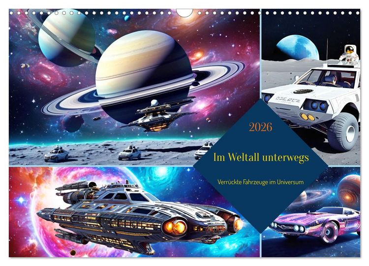 Produktbild: Im Weltall unterwegs - Verr&uuml;ckte Fahrzeuge im Universum (Wandkalender 2026 DIN A3 quer), CALVENDO Monatskalender