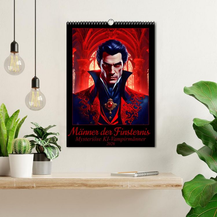 Produktbild: M&auml;nner der Finsternis - Mysteri&ouml;se KI-Vampirm&auml;nner (Wandkalender 2026 DIN A3 hoch), CALVENDO Monatskalender